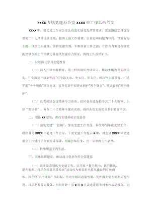 XXXX乡镇党建办公室XXXX年工作总结范文.docx