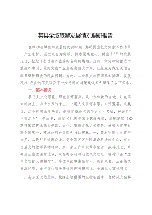 某县全域旅游发展情况调研报告.docx