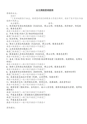 小区业主满意度调查表.docx