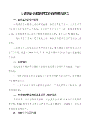 乡镇统计数据造假工作自查报告汇报总结.docx