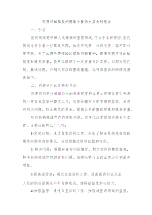 医药领域腐败问题集中整治自查自纠报告.docx