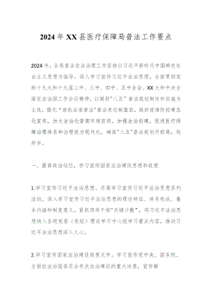 2024年XX县医疗保障局普法工作要点.docx
