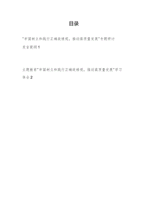 “牢固树立和践行正确政绩观推动高质量发展”专题研讨发言提纲学习心得体会2篇.docx