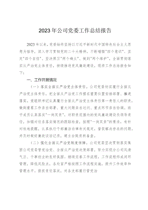 2023年公司党委工作总结报告.docx