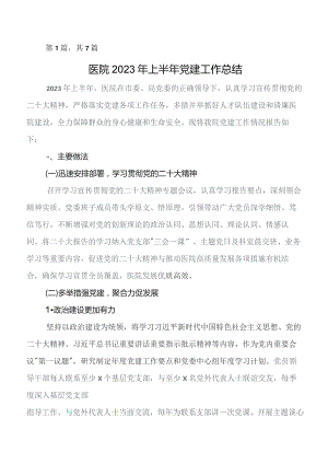 共7篇党建工作工作推进情况总结包含下步工作计划.docx