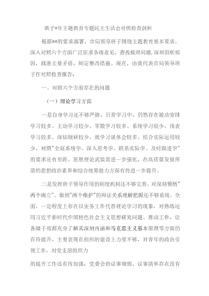 班子2023年主题教育专题民主生活会对照检查剖析.docx