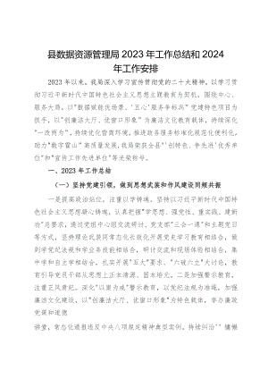 县数据资源管理局2023年工作总结和2024年工作安排.docx