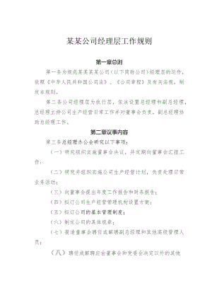 某某公司经理层工作规则.docx