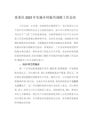 某某区2023年实施乡村振兴战略工作总结.docx