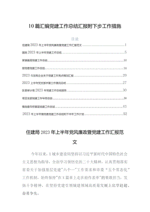 10篇汇编党建工作总结汇报附下步工作措施.docx