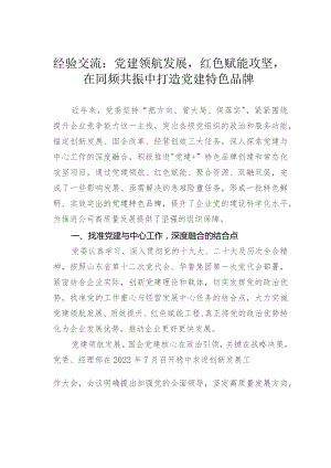 经验交流：党建领航发展红色赋能攻坚 在同频共振中打造党建特色品牌.docx