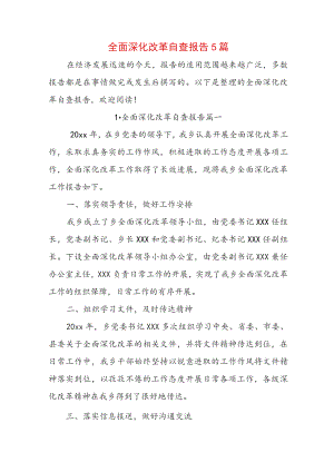 全面深化改革自查报告5篇.docx