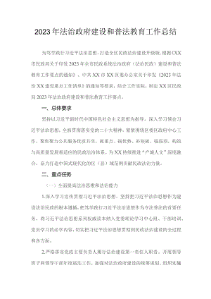 2023年法治政府建设和普法教育工作总结.docx