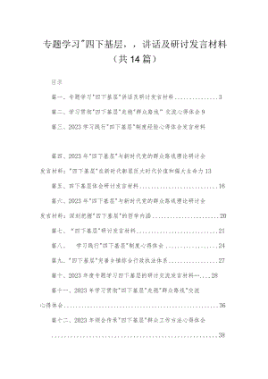 专题学习“四下基层”讲话及研讨发言材料（共14篇）.docx