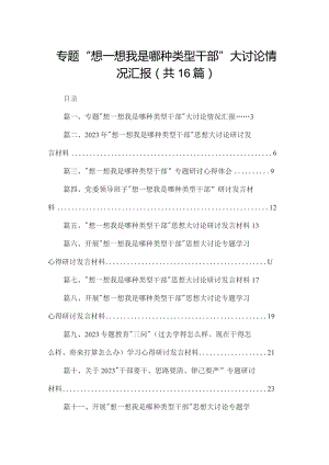 专题“想一想我是哪种类型干部”大讨论情况汇报范文精选(16篇).docx