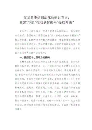 某某县委组织部部长研讨发言：党建“导航”推动乡村振兴“提档升级”.docx