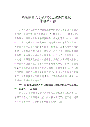 某某集团关于破解党建业务两张皮工作总结汇报.docx