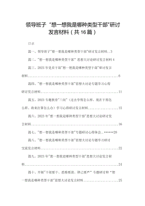 领导班子“想一想我是哪种类型干部”研讨发言材料（共16篇）.docx