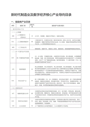 新时代制造业及数字经济核心产业导向目录.docx