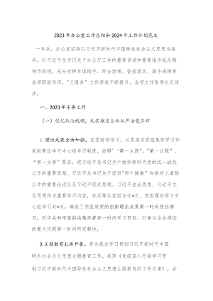 2023年办公室工作总结和2024年工作计划范文.docx