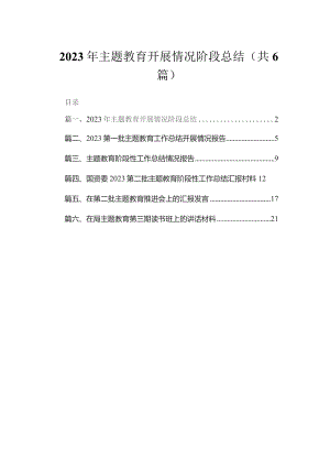 2023年专题开展情况阶段总结(精选六篇).docx