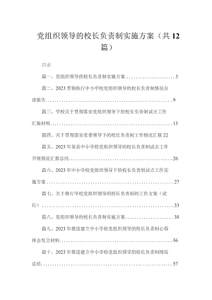 党组织领导的校长负责制实施方案(精选12篇).docx