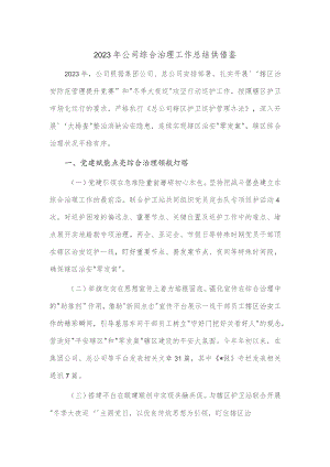 2023年公司综合治理工作总结供借鉴.docx