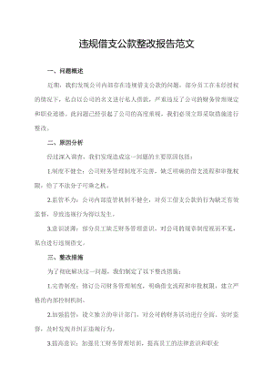 违规借支公款整改报告范文.docx