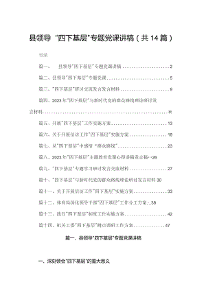 县领导“四下基层”专题党课讲稿14篇（精编版）.docx