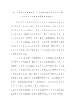 第二批主题教育交流发言：以学铸魂担使命以学促干建新功把学习贯彻主题教育不断引向深入.docx