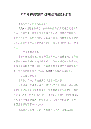 2023年乡镇党委书记抓基层党建述职报告.docx