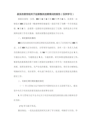 县发改委党组关于巡察整改进展情况的报告.docx