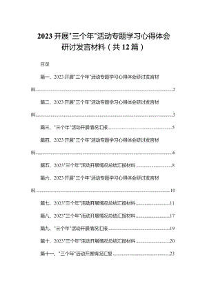 开展“三个年”活动专题学习心得体会研讨发言材料12篇供参考.docx