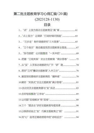 第二批主题教育学习心得汇编（20篇）（2023128-1130）.docx