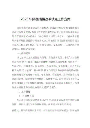 2023年限额捕捞改革试点工作方案.docx
