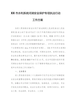 XX市水利系统河湖安全保护专项执法行动工作方案.docx