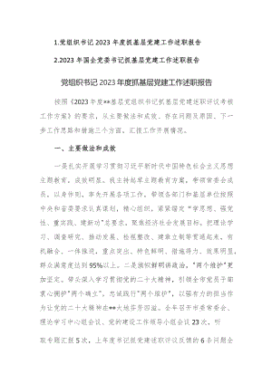 书记2023年度抓基层党建工作述职报告参考范文2篇.docx