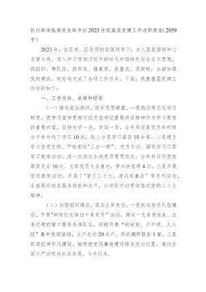 区行政审批局党支部书记2023年抓基层党建工作述职报告.docx