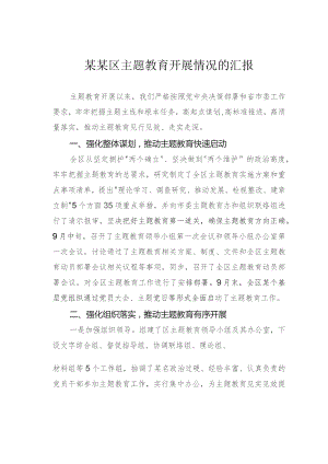某某区主题教育开展情况的汇报.docx