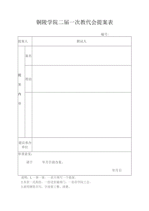 铜陵学院二届一次教代会提案表.docx
