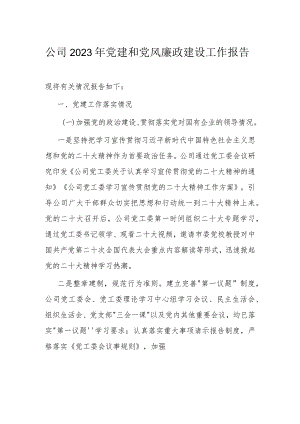 公司2023年党建和党风廉政建设工作报告 .docx