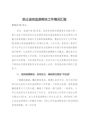 防止返贫监测帮扶工作情况汇报.docx
