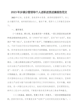 2023年乡镇分管领导个人述职述责述廉报告班子成员工作总结汇报.docx