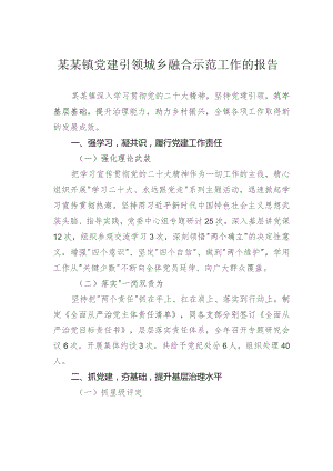 某某镇党建引领城乡融合示范工作的报告.docx