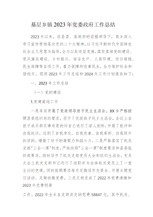 基层乡镇2023年党委政府工作总结及下步工作打算.docx