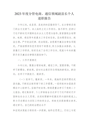 2023年度分管电商、通信领域副县长个人述职报告.docx