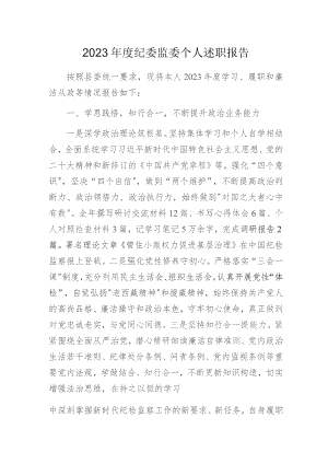2023年度纪委监委个人述职报告.docx