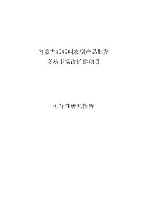 农副产品批发交易市场改扩建项目可行性研究报告-精品.docx