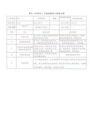 单位（子单位）工程质量竣工验收记录.docx