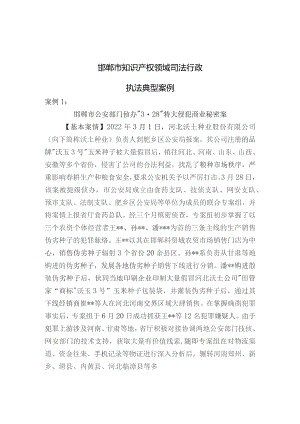 邯郸市知识产权领域司法行政执法典型案例.docx